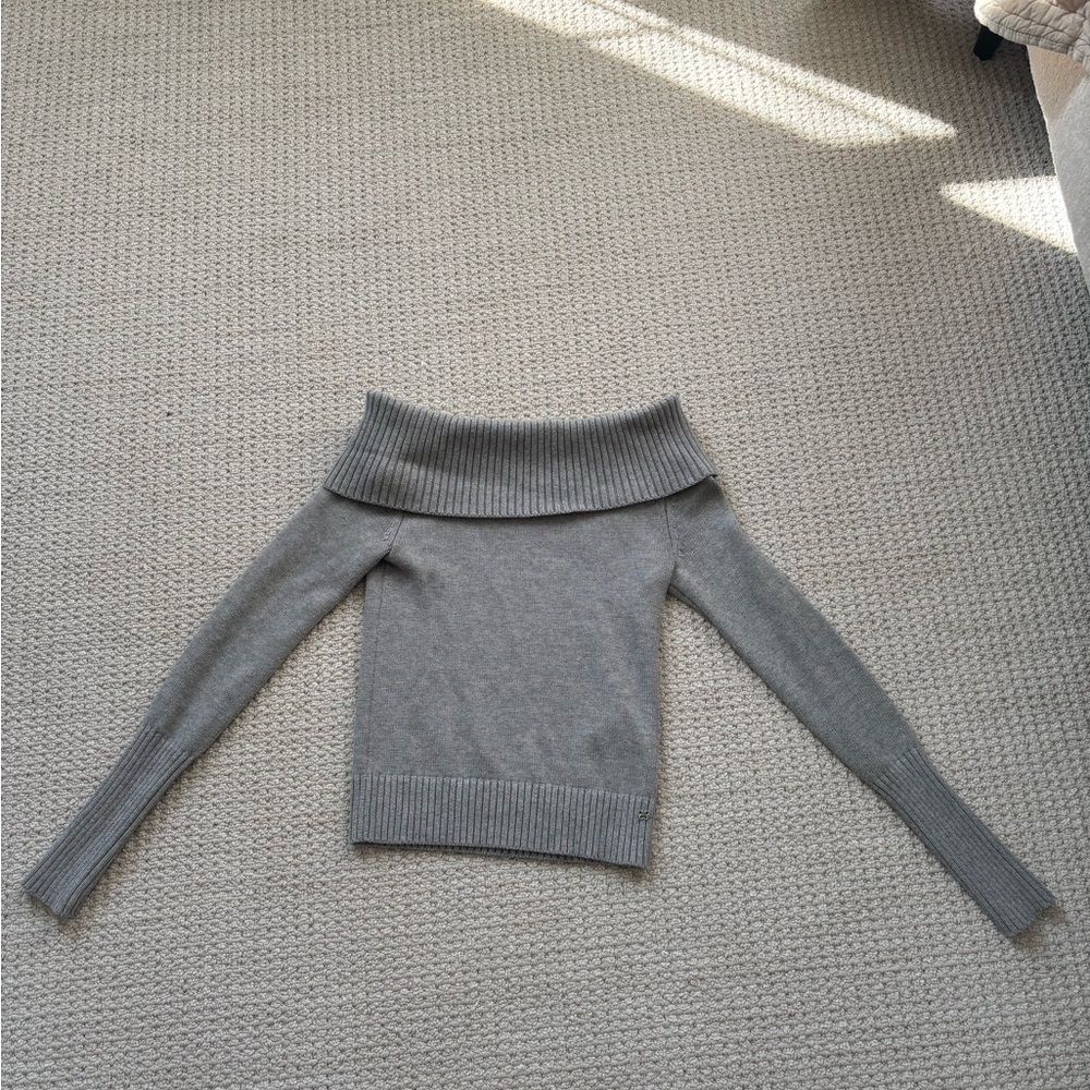 Aritzia Sunday Best Gray Off-Shoulder Sweater